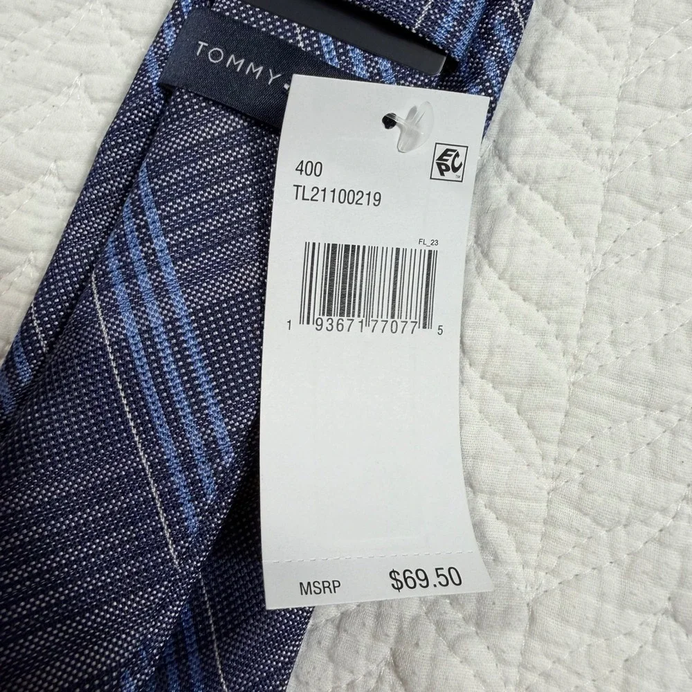 Tommy Hilfiger Necktie Men's Blue Preppy Designer Plaid Silk Blend 58